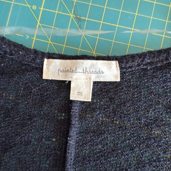 Painted Threads Black Batwing Lace Open Cardigan Short Sleeves Rounded Hem sz M - Picture 3 of 5